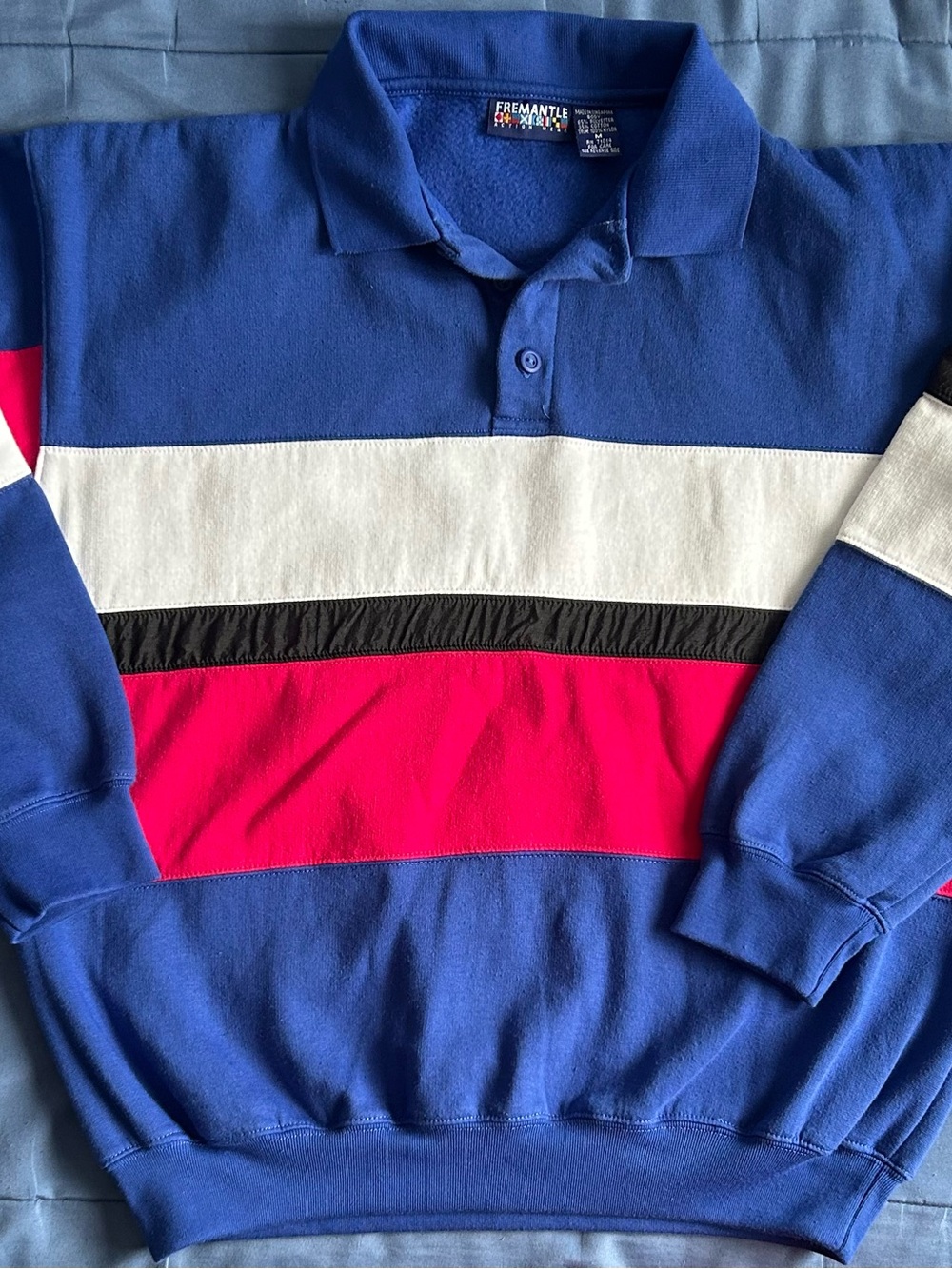 Vintage Fremantle Action Wear Colorblock Rugby Sweatshirt Men's M